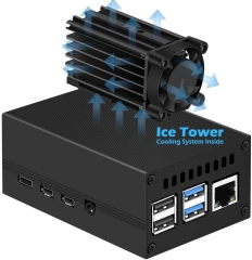 Raspberry Pi 4 Case, Pi 4 Aluminum Case Mini ICE Tower Cooling System with 25mm Quiet Cooling Fan, Raspberry Pi 4 Heatsink, Raspberry Pi 4 Cooler, Ras