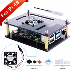 Acrylic Case for Raspberry Pi 4 Model B & Raspberry Pi 3 Model B+, Raspberry Pi Case with Cooling Fan and 7PCS Heatsinks for Raspberry Pi 4 Model B/P