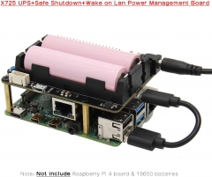 Raspberry Pi 4 Model B UPS HAT (18650 Power Max 5.1V 8A Output )+Safe Shutdown+Wake on Lan Power Management Expansion Board