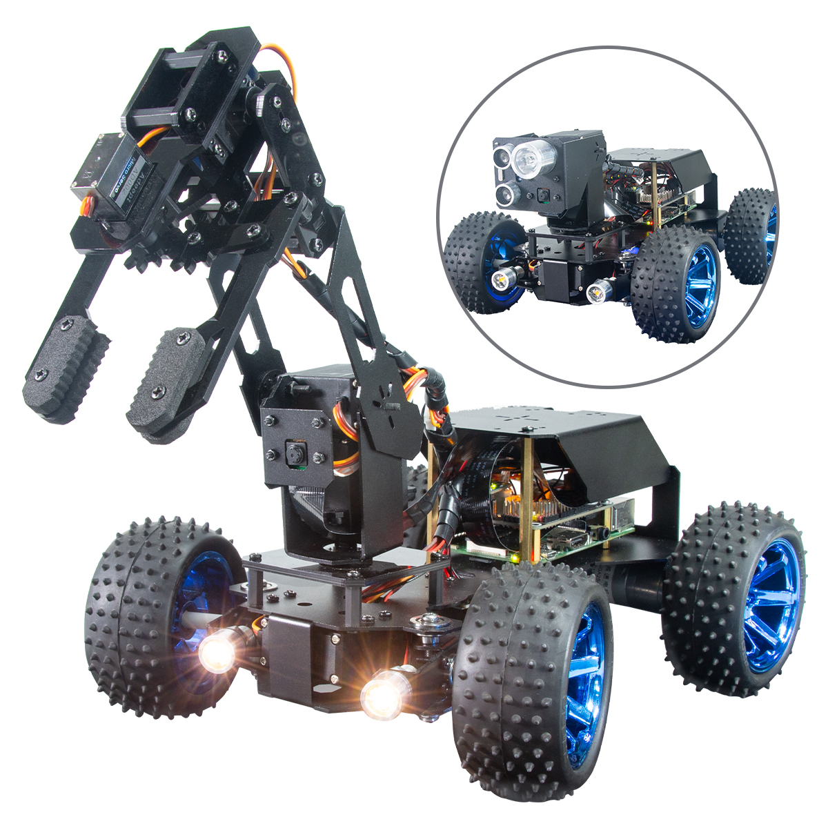 Adeept PiCar Pro Smart Robot Car Kit 2-in-1 4WD Car Robot with 4-DOF Robotic Arm for Raspberry Pi