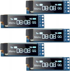 5PCS 0.91 Inch I2C OLED Display Module Blue I2C OLED Screen Driver DC 3.3V~5V(Blue Display Color)