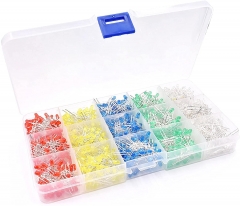 500 Pieces Clear LED Diodes, Light Emitting Diodes Bulb Lamp 3mm 5mm 2 Pin Round Assorted 5 Colors Kit with Storage Box for Science Project Experiment