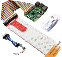Adeept Raspberry Pi GPIO Breakout, T-Type GPIO Expansion Board +830 Points Solderless Breadboard+65pcs Jumper Cables +40pin Rainbow Ribbon Cable