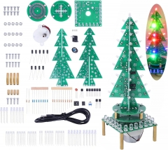 Adeept Colorful Rotating 3D RGB Christmas Xmas Tree LED DIY Kit, Music Christmas Tree Circuit Electronic Soldering Assemble Funny Kits