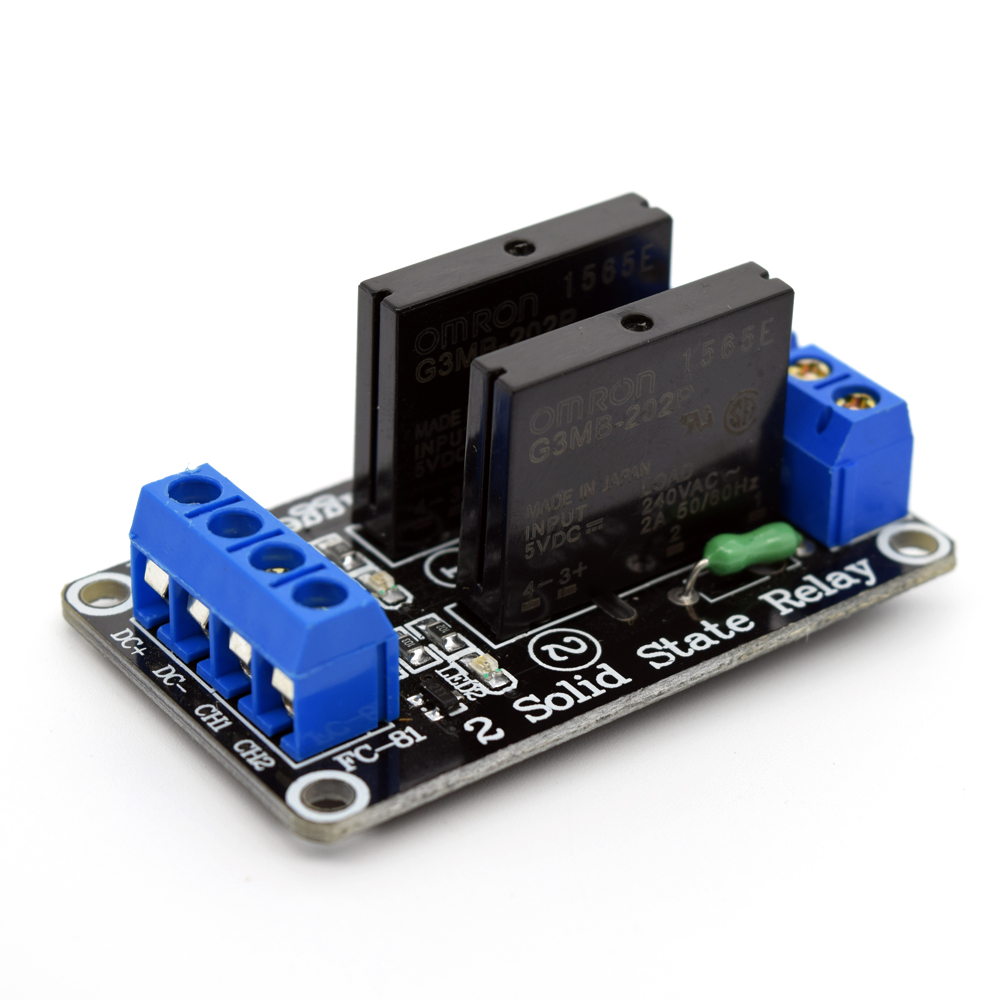 Adeept 5V 2 Channel Solid State Relay SSR Board for Arduino Raspberry ...