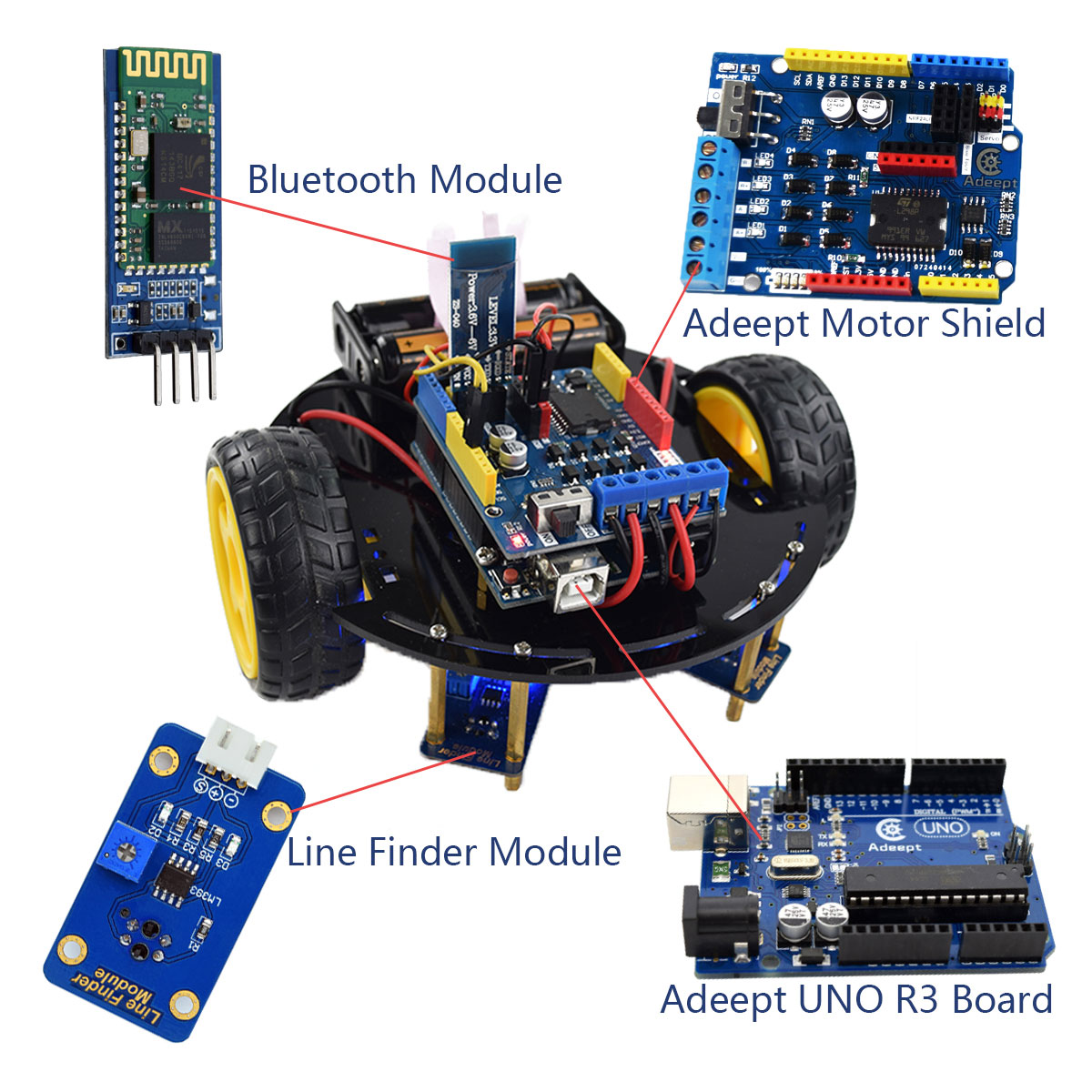 Adeept 3WD Bluetooth Smart Robot Car Kit for Arduino UNO ...