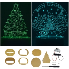 Adeept LED Optical Illusion Desk Night Light | DIY Colourful LED Christmas Tree Acrylic Light, Power with 1x AA Battery or Micro USB Cable