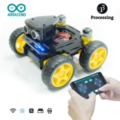 Adeept AWR-A 4WD Smart WiFi Robot Car Kit for Arduino UNO R3, Line Tracking, Ultrasonic Sensor, ESP8266 WiFi, DIY Robot Kit with Mobile APP