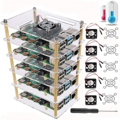 Raspberry Pi 4 B Case, Raspberry Pi Rack Cluster Case Stacking Case with Cooling Fan and Fan Cover for Raspberry Pi 4,Raspberry Pi 3 Model B B+, Rasp