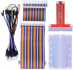 RPi GPIO Breakout Expansion Kit for Raspberry Pi, T-Type Expansion Board + 400 Points Tie Points Solderless Breadboard + 40 pin IDE Male - Female - Ma