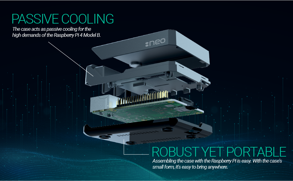 Argon NEO Raspberry Pi 4 Model B Heatsink Case, Supports Cooling Fan,  Camera, and LCD Display