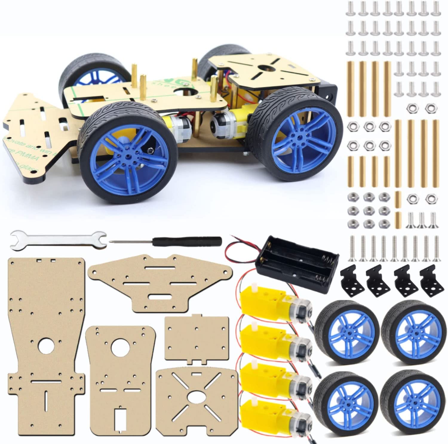 Robot Car Clasis Kit for Arduino/UNO R3/Mega 2560/Raspberry Pi, 4WD ...