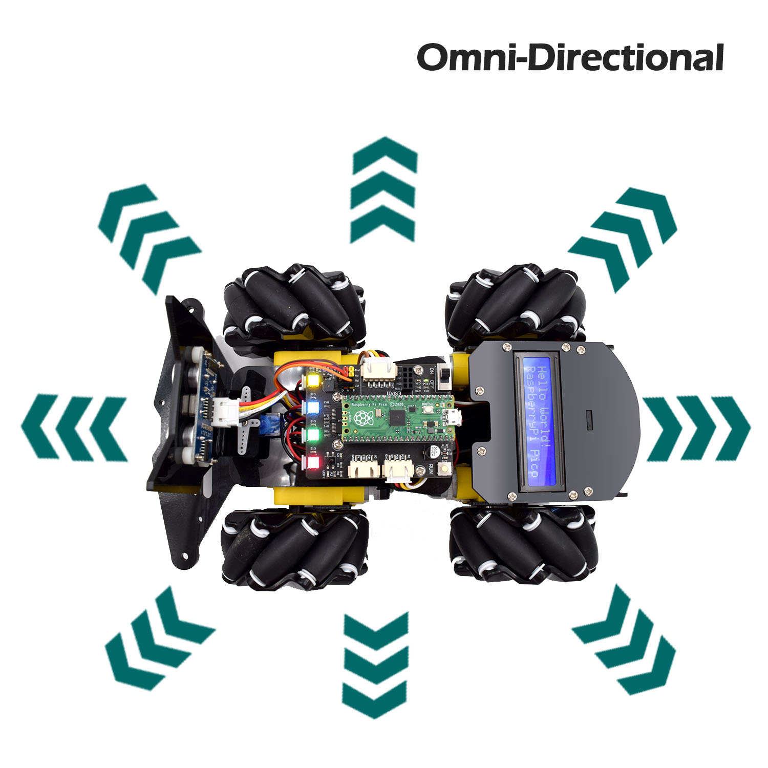 Adeept 4WD Omni-directional Mecanum Wheels Robotic Car Kit for Raspberry Pi  Pico DIY STEM Remote Controlled Educational Robot Kit with LCD1602